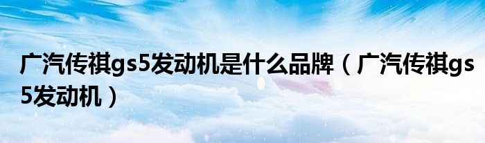 广汽传祺gs5发动机是什么品牌(广汽传祺gs5发动机)
