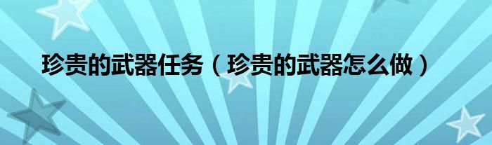 珍贵的武器任务(珍贵的武器怎么做)
