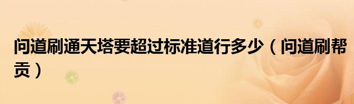 问道刷通天塔要超过标准道行多少(问道刷帮贡)