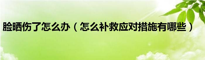 脸晒伤了怎么办(怎么补救应对措施有哪些)