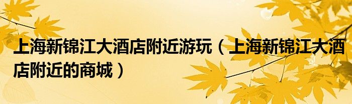 上海新锦江大酒店附近游玩(上海新锦江大酒店附近的商城)