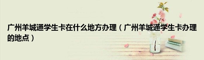 广州羊城通学生卡在什么地方办理(广州羊城通学生卡办理的地点)