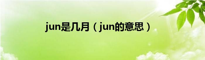 jun是几月(jun的意思)