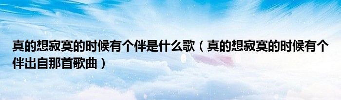 真的想寂寞的时候有个伴是什么歌(真的想寂寞的时候有个伴出自那首歌曲)