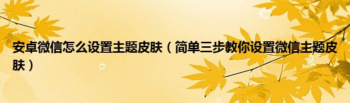 安卓微信怎么设置主题皮肤(简单三步教你设置微信主题皮肤)