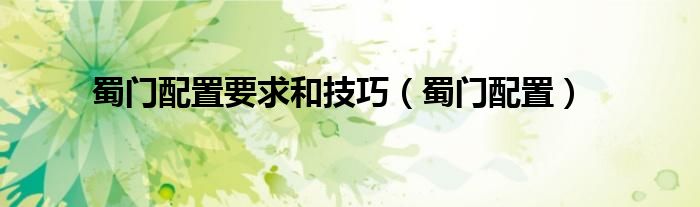 蜀门配置要求和技巧(蜀门配置)