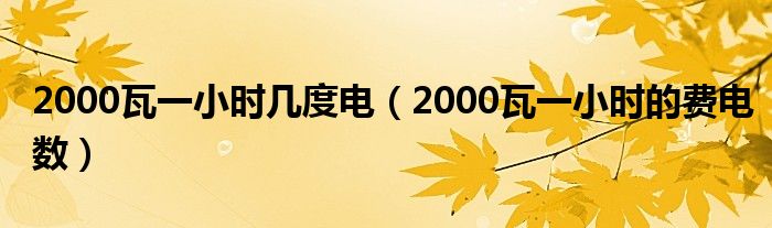 2000瓦一小时几度电(2000瓦一小时的费电数)