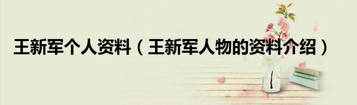 王新军个人资料(王新军人物的资料介绍)