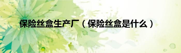 保险丝盒生产厂(保险丝盒是什么)