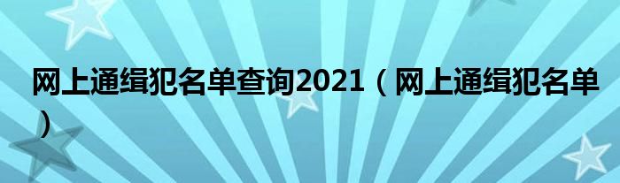 网上通缉犯名单查询2021(网上通缉犯名单)