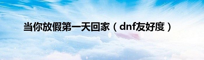 当你放假第一天回家(dnf友好度)