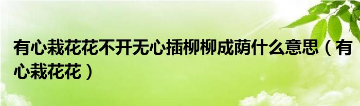 有心栽花花不开无心插柳柳成荫什么意思(有心栽花花)