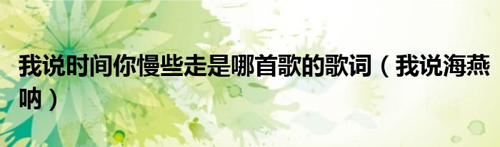 我说时间你慢些走是哪首歌的歌词(我说海燕呐)