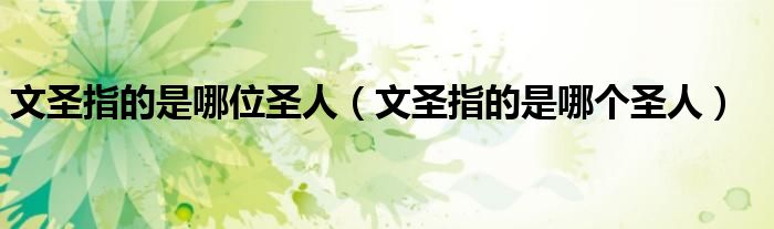 文圣指的是哪位圣人(文圣指的是哪个圣人)