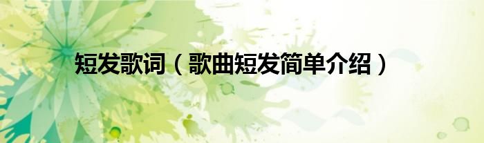 短发歌词(歌曲短发简单介绍)