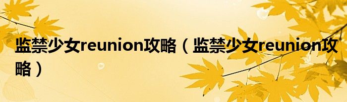 监禁少女reunion攻略(监禁少女reunion攻略)