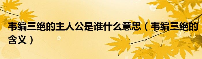韦编三绝的主人公是谁什么意思(韦编三绝的含义)