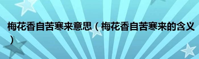 梅花香自苦寒来意思(梅花香自苦寒来的含义)