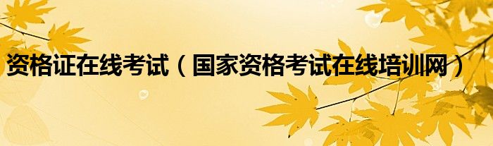 资格证在线考试(国家资格考试在线培训网)