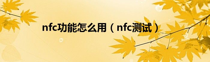 nfc功能怎么用(nfc测试)