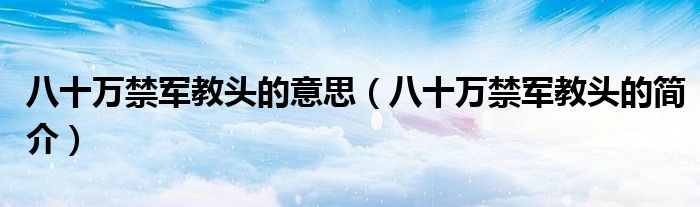 八十万禁军教头的意思(八十万禁军教头的简介)