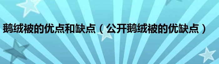 鹅绒被的优点和缺点(公开鹅绒被的优缺点)