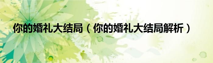 你的婚礼大结局(你的婚礼大结局解析)