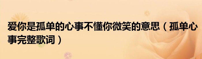 爱你是孤单的心事不懂你微笑的意思(孤单心事完整歌词)