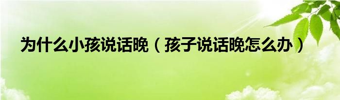 为什么小孩说话晚(孩子说话晚怎么办)
