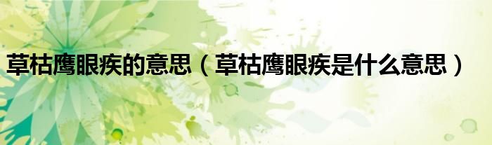 草枯鹰眼疾的意思(草枯鹰眼疾是什么意思)