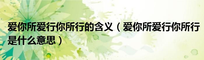 爱你所爱行你所行的含义(爱你所爱行你所行是什么意思)
