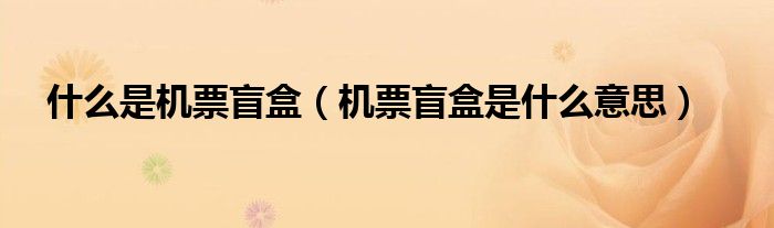 什么是机票盲盒(机票盲盒是什么意思)
