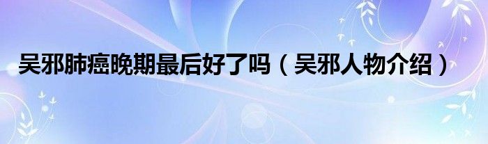 吴邪肺癌晚期最后好了吗(吴邪人物介绍)