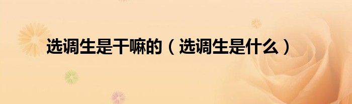 选调生是干嘛的(选调生是什么)