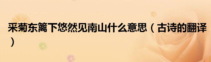 采菊东篱下悠然见南山什么意思(古诗的翻译)