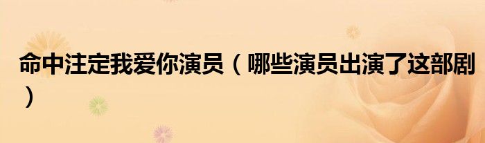 命中注定我爱你演员(哪些演员出演了这部剧)