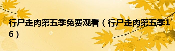行尸走肉第五季免费观看(行尸走肉第五季16)