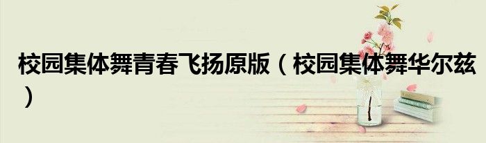 校园集体舞青春飞扬原版(校园集体舞华尔兹)