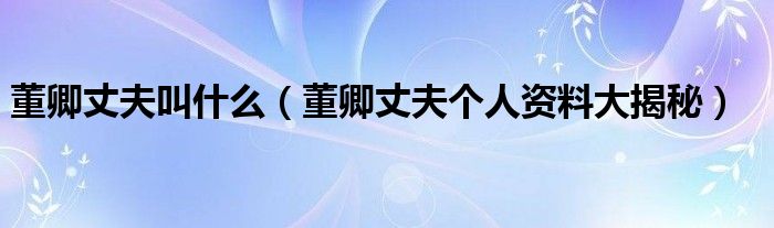 董卿丈夫叫什么(董卿丈夫个人资料大揭秘)