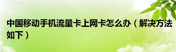 中国移动手机流量卡上网卡怎么办(解决方法如下)