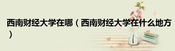 西南财经大学在哪(西南财经大学在什么地方)