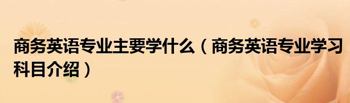 商务英语专业主要学什么(商务英语专业学习科目介绍)