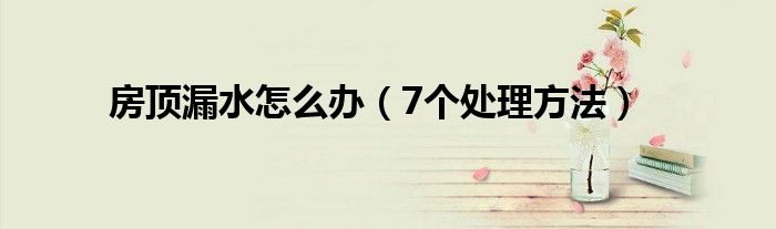房顶漏水怎么办(7个处理方法)