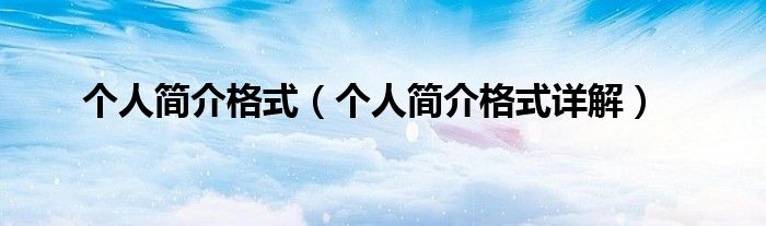 个人简介格式(个人简介格式详解)