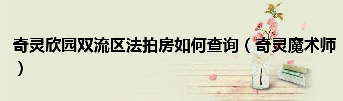 奇灵欣园双流区法拍房如何查询(奇灵魔术师)