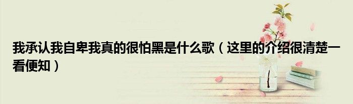 我承认我自卑我真的很怕黑是什么歌(这里的介绍很清楚一看便知)