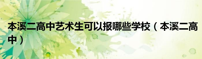 本溪二高中艺术生可以报哪些学校(本溪二高中)