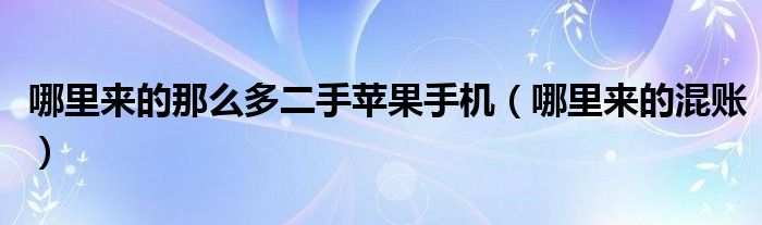 哪里来的那么多二手苹果手机(哪里来的混账)