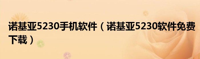 诺基亚5230手机软件(诺基亚5230软件免费下载)