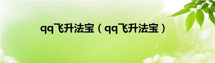 qq飞升法宝(qq飞升法宝)